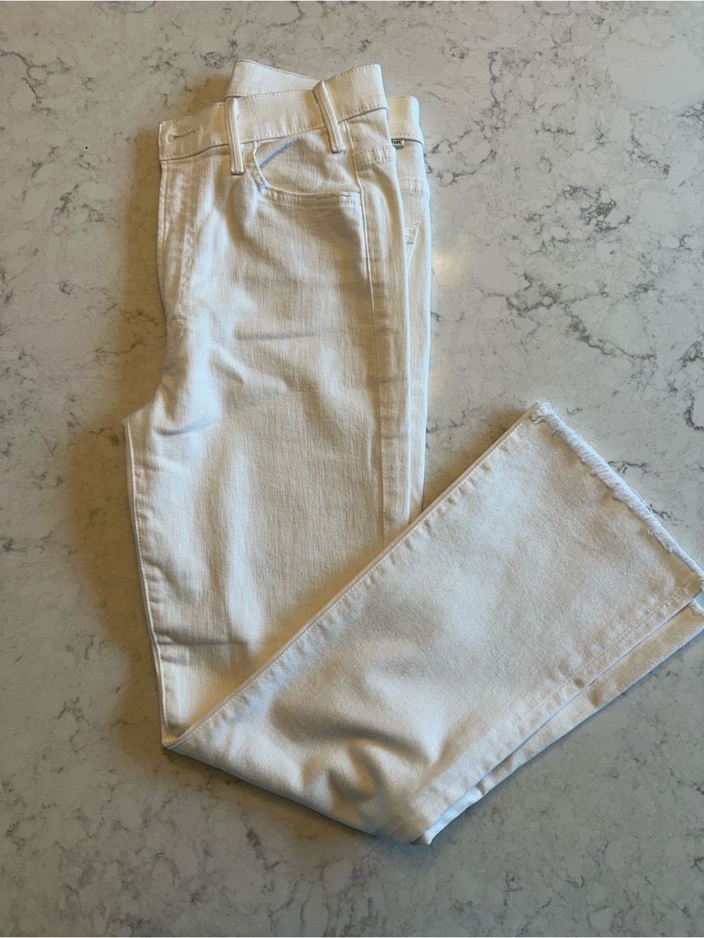 MOTHER White Ankle Crop Jeans
